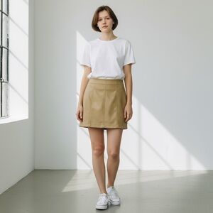 Tinseltown Faux Leather Mini Skirt Camel Medium NWT